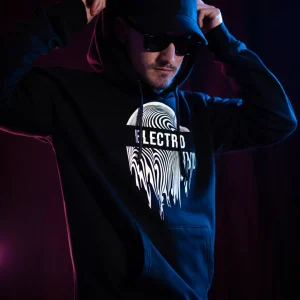 Black hoodie for electro music lovers