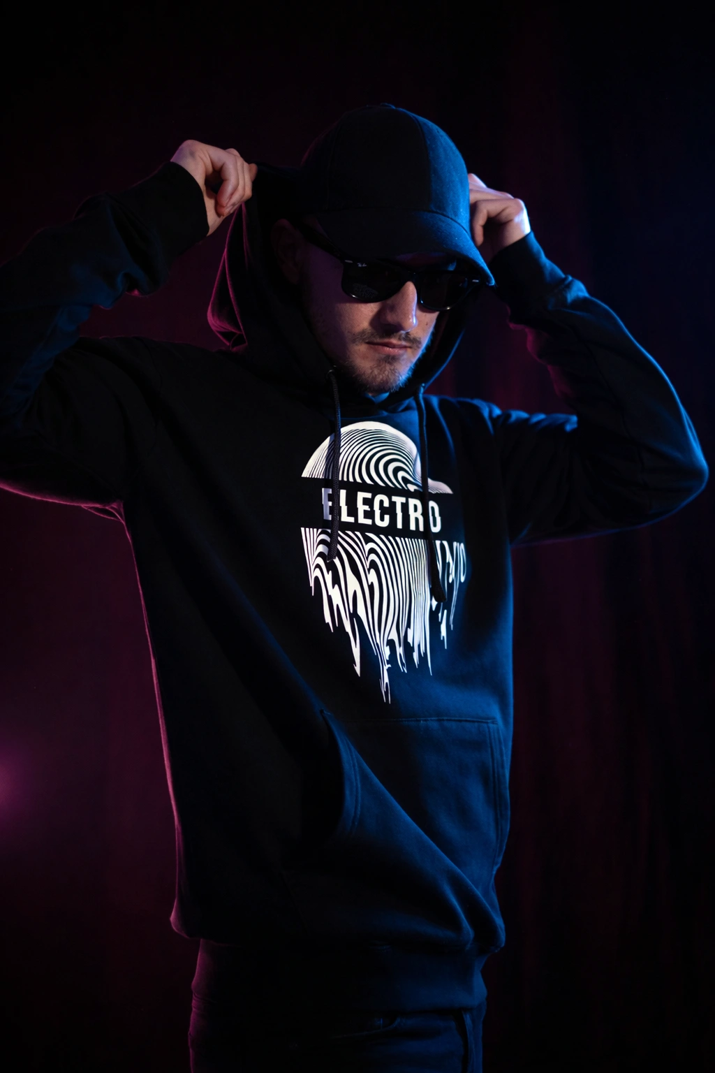 Black hoodie for electro music lovers