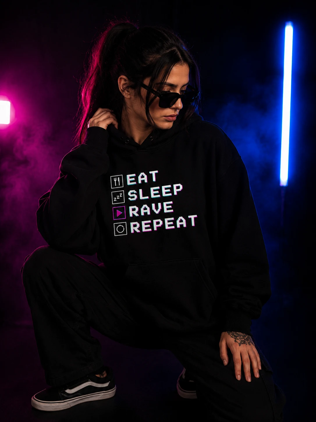 eat sleep rave repeat hoodie